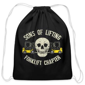 Sons of Lifting Forklift Crew Skull Work Design - Cotton Drawstring Bag - black - Front
