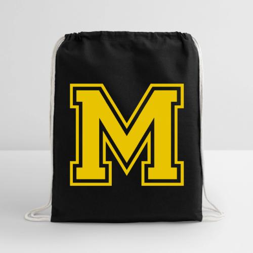 Letter M – Capital Athletic Alphabet Monogram - Cotton Drawstring Bag