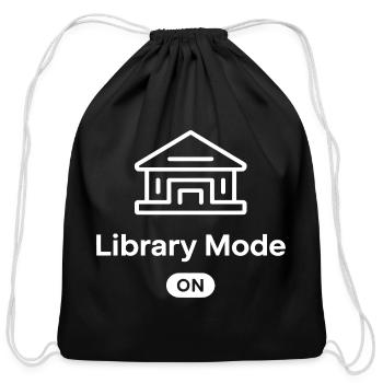 Library Mode On - Cotton Drawstring Bag - black - Front