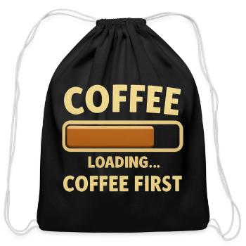 Coffee Loading Graphic - Cotton Drawstring Bag - black - Front