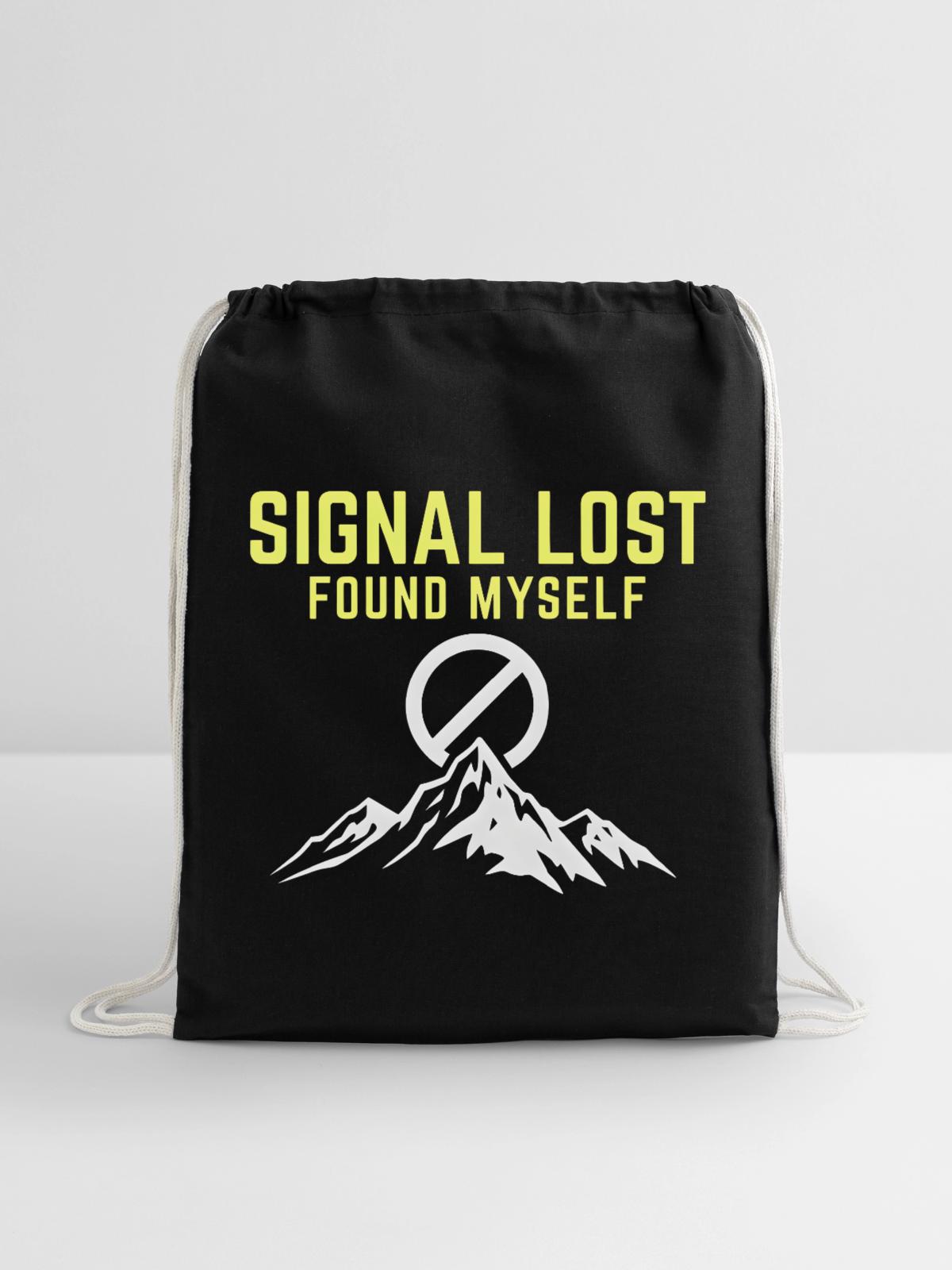 Signal Lost Found Myself - Cotton Drawstring Bag - black - Front