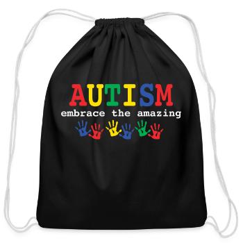 Autism Embrace The Amazing t- Shirt - Cotton Drawstring Bag - black - Front