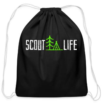 Scout Leader Camping Hiking - Cotton Drawstring Bag - black - Front