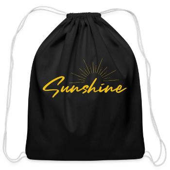 Radiant Sunshine Script on Elegant Black - Cotton Drawstring Bag - black - Front