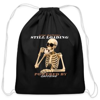 Low Battery Powered By Coffee - Cotton Drawstring Bag - black - Front