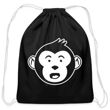Monkey – Surprised Face - Cotton Drawstring Bag - black - Front