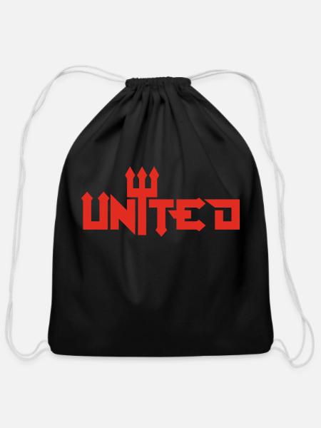 Manchester United Unisex T-Shirt, United Shirt, Ma - Cotton Drawstring Bag - black