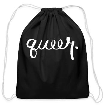 Just Plain Queer - Cotton Drawstring Bag - black - Front