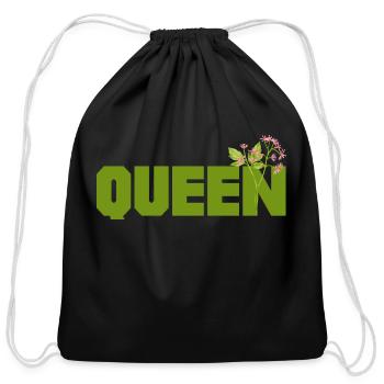 queen - Cotton Drawstring Bag - black - Front