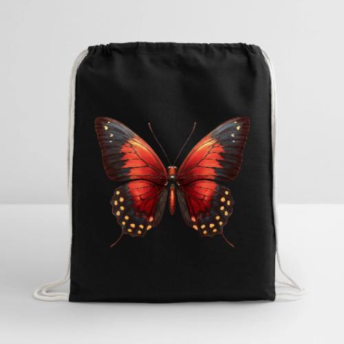 Bright Red, Black, and Yellow Butterfly - Cotton Drawstring Bag