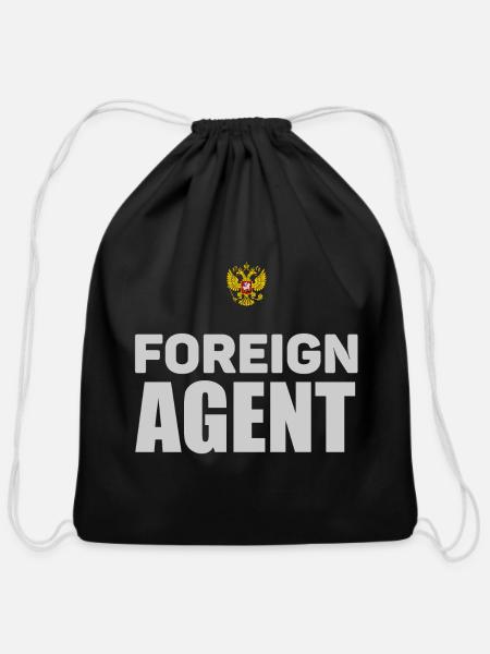 Russian Foreign Agent - Russian Gag Gift - Cotton Drawstring Bag - black