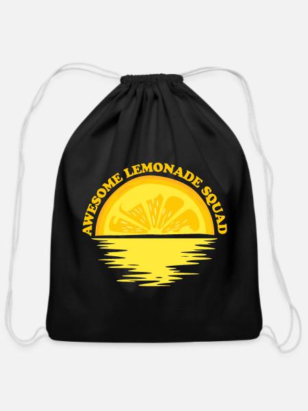 Awesome Lemonade Squad - Lemon Sunset - Cotton Drawstring Bag - black