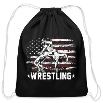 Usa Flag Wrestling American Flag Wrestling Wrestle - Cotton Drawstring Bag - black - Front
