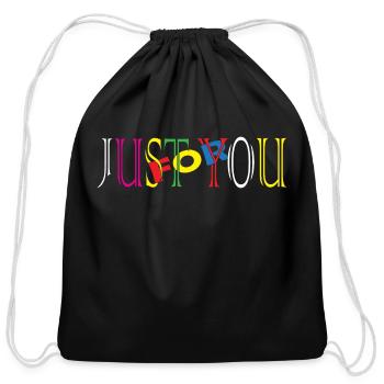 jUST FOR U - Cotton Drawstring Bag - black - Front