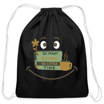 So Many Books So Little Time - Cotton Drawstring Bag - black - Front