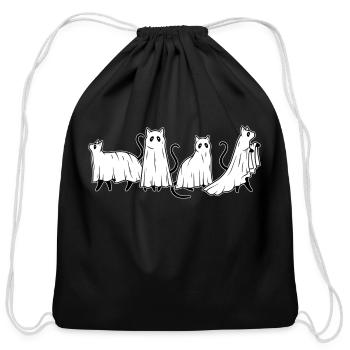 Funny cat ghost black cat Halloween for Cat - Cotton Drawstring Bag - black - Front