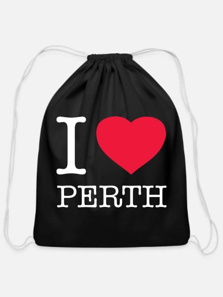 I LOVE PERTH - Cotton Drawstring Bag - black