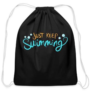 Just Keep Swimming - Cotton Drawstring Bag - black - Front