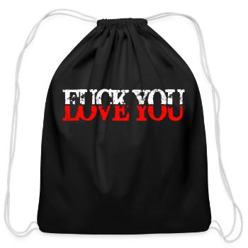 Love You F Ck You Mirror - Cotton Drawstring Bag - black - Front