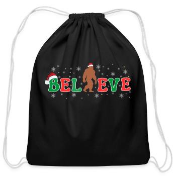 Belive. - Cotton Drawstring Bag - black - Front