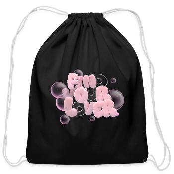 Playful Pink Bubble Text Design - Cotton Drawstring Bag - black - Front
