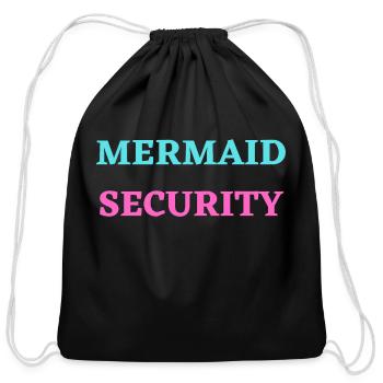 MERMAID SECURITY - Cotton Drawstring Bag - black - Front
