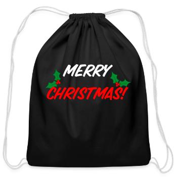 Merry Christmas Berries - Cotton Drawstring Bag - black - Front