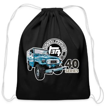 BLUE TOYOTA FJ40 WITH RETRO LOGO - Cotton Drawstring Bag - black - Front