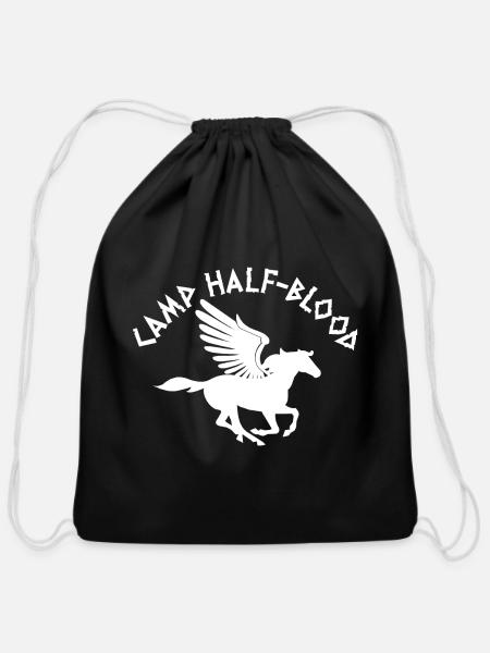 camp half blood, camp, half ,blood - Cotton Drawstring Bag - black