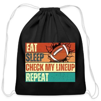 Eat Sleep Check My Lineup Repeat Rugby - Cotton Drawstring Bag - black - Front