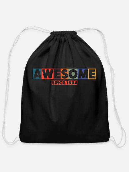 60th Birthday - Cotton Drawstring Bag - black