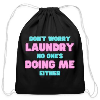 Playful Laundry Humor Design - Cotton Drawstring Bag - black - Front
