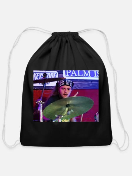 Kaleb The Drummer - Cotton Drawstring Bag - black