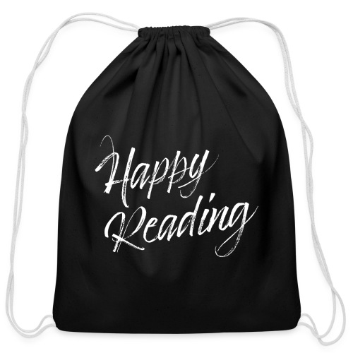 Happy Reading (white) - Cotton Drawstring Bag