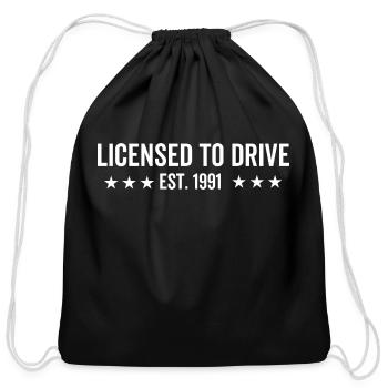 Licensed to Drive Est. 1991 - Cotton Drawstring Bag - black - Front