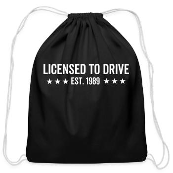 Licensed to Drive Est. 1989 - Cotton Drawstring Bag - black - Front