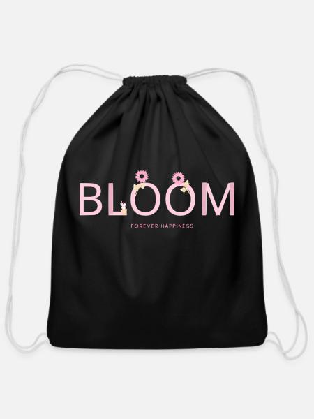Bloom - Cotton Drawstring Bag - black