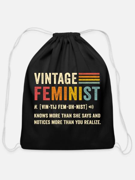 Feminist - Cotton Drawstring Bag - black