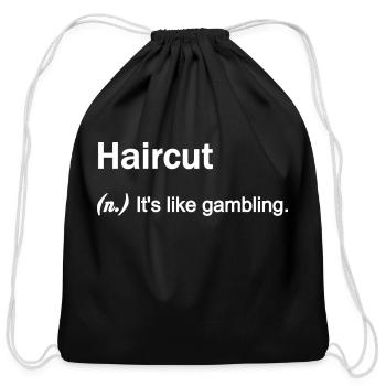 Haircut Gamble - Cotton Drawstring Bag - black - Front