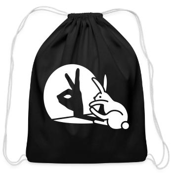 Funny Rabbit hand shadow puppet bunny hare pop art - Cotton Drawstring Bag - black - Front