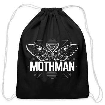  Mothman Cryptid Urban Legend Paranormal Night - Cotton Drawstring Bag - black - Front
