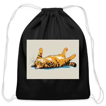 Sunny Tabby Flip - Cotton Drawstring Bag - black - Front
