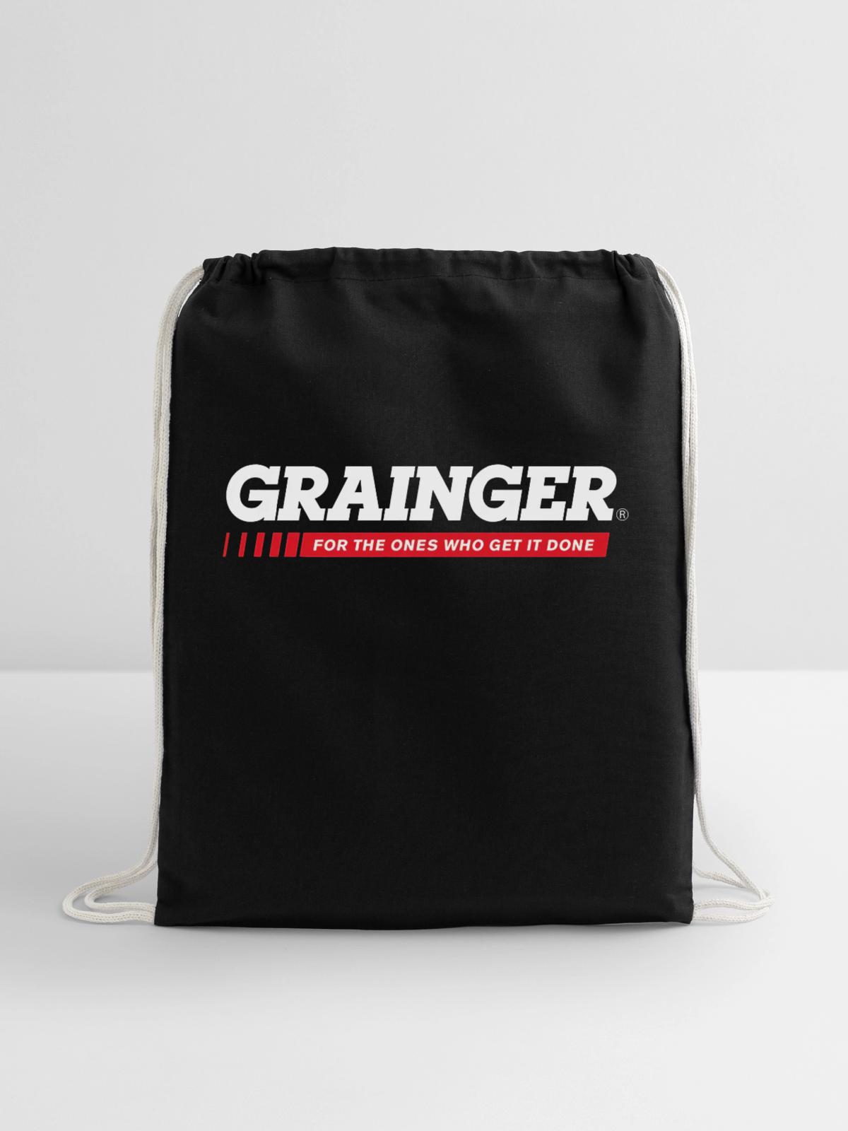 Grainger Logo - Cotton Drawstring Bag - black - Front