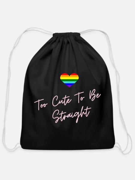 Rainbow Heart Pride Design - Cotton Drawstring Bag - black