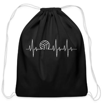 Voleyball Heartbeat Gift - Cotton Drawstring Bag - black - Front