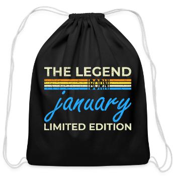 The Legend January Design - Cotton Drawstring Bag - black - Front
