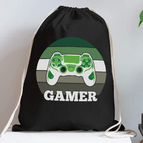 Green Sunset Gamer - Cotton Drawstring Bag