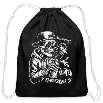 Skull Graffiti Sprayer - Cotton Drawstring Bag - black - Front