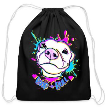 Boop-a-Bull Neon Splash - Cotton Drawstring Bag - black - Front