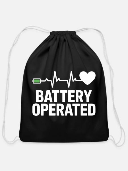Battery Operated Heartbeat Graphic Tee - Cotton Drawstring Bag - black
